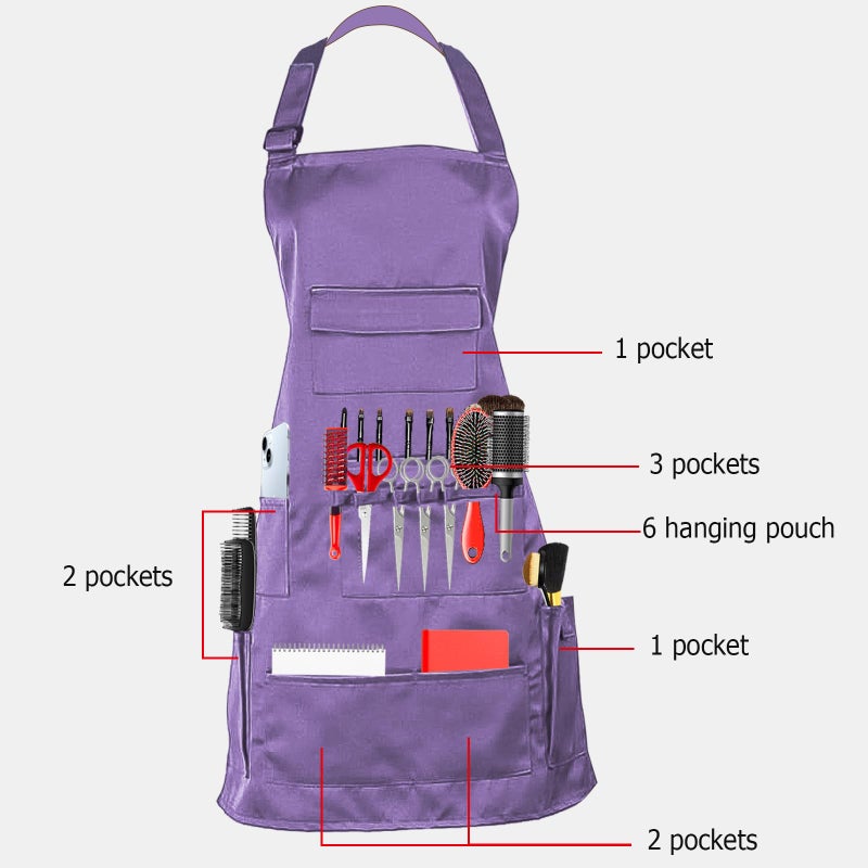 boshiho Adult Painting Aprons, Adjustable Buckle, Barber Apron with Pockets for Women/Men/Unisex, Utility or Work Apron (Purple) - Image 4